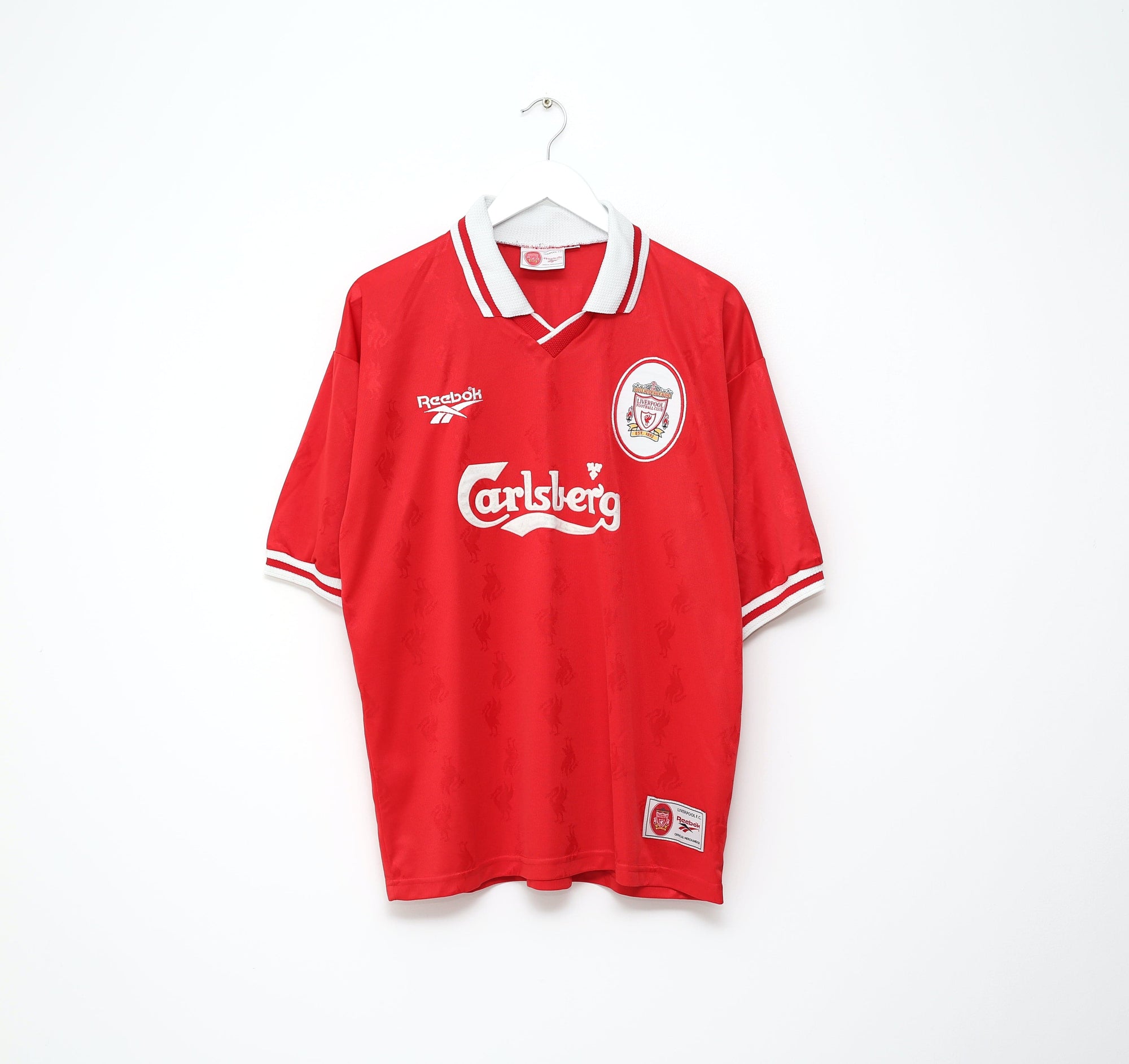 1996/98 FOWLER #9 Liverpool Vintage Reebok Home Football Shirt (L) 42/44