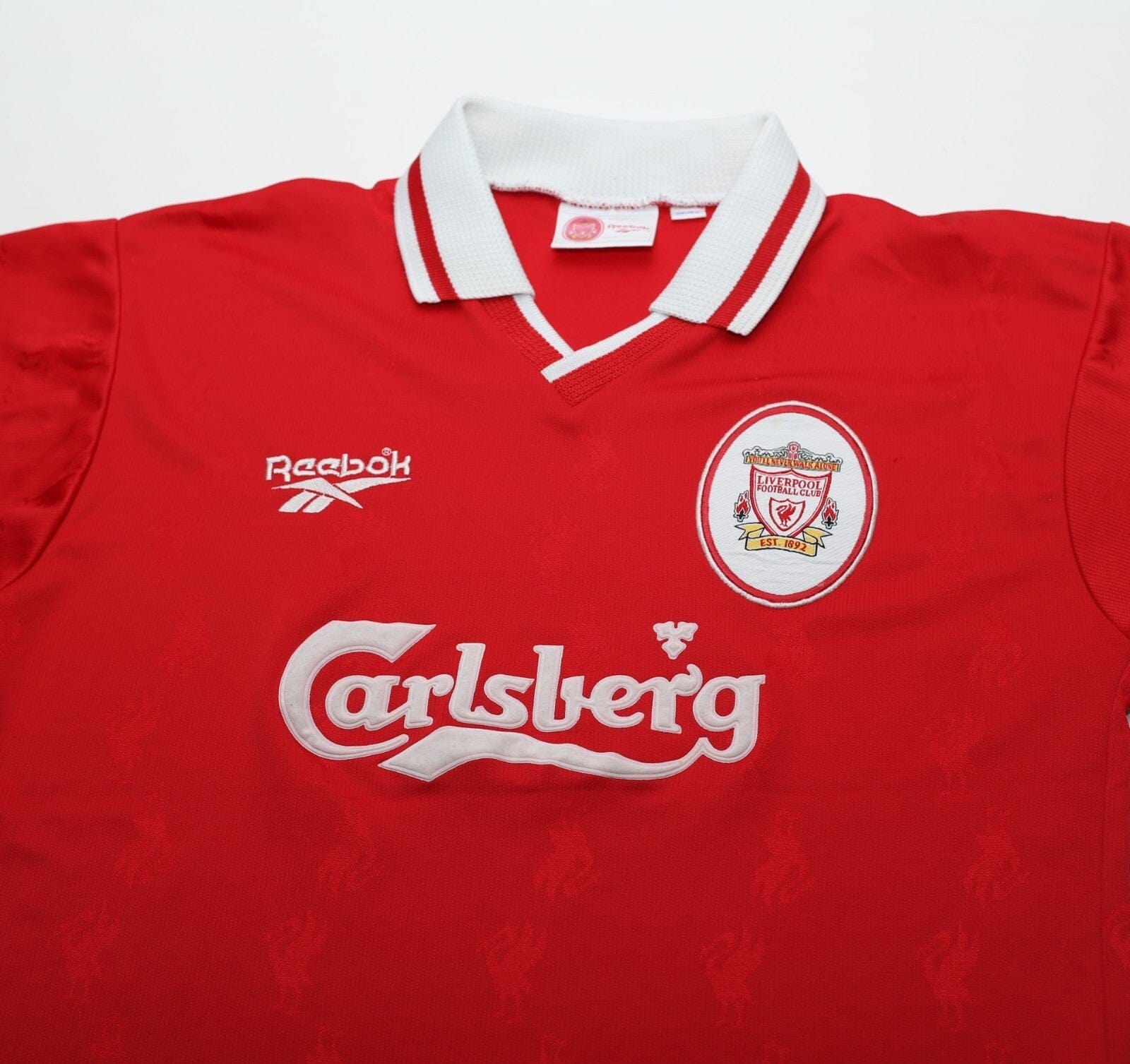 1996/98 FOWLER #9 Liverpool Vintage Reebok Home Football Shirt (M) 38/40