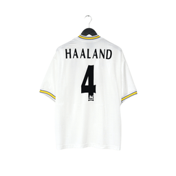 1996/98 HAALAND #4 Leeds United Vintage PUMA Home Football Shirt (L)