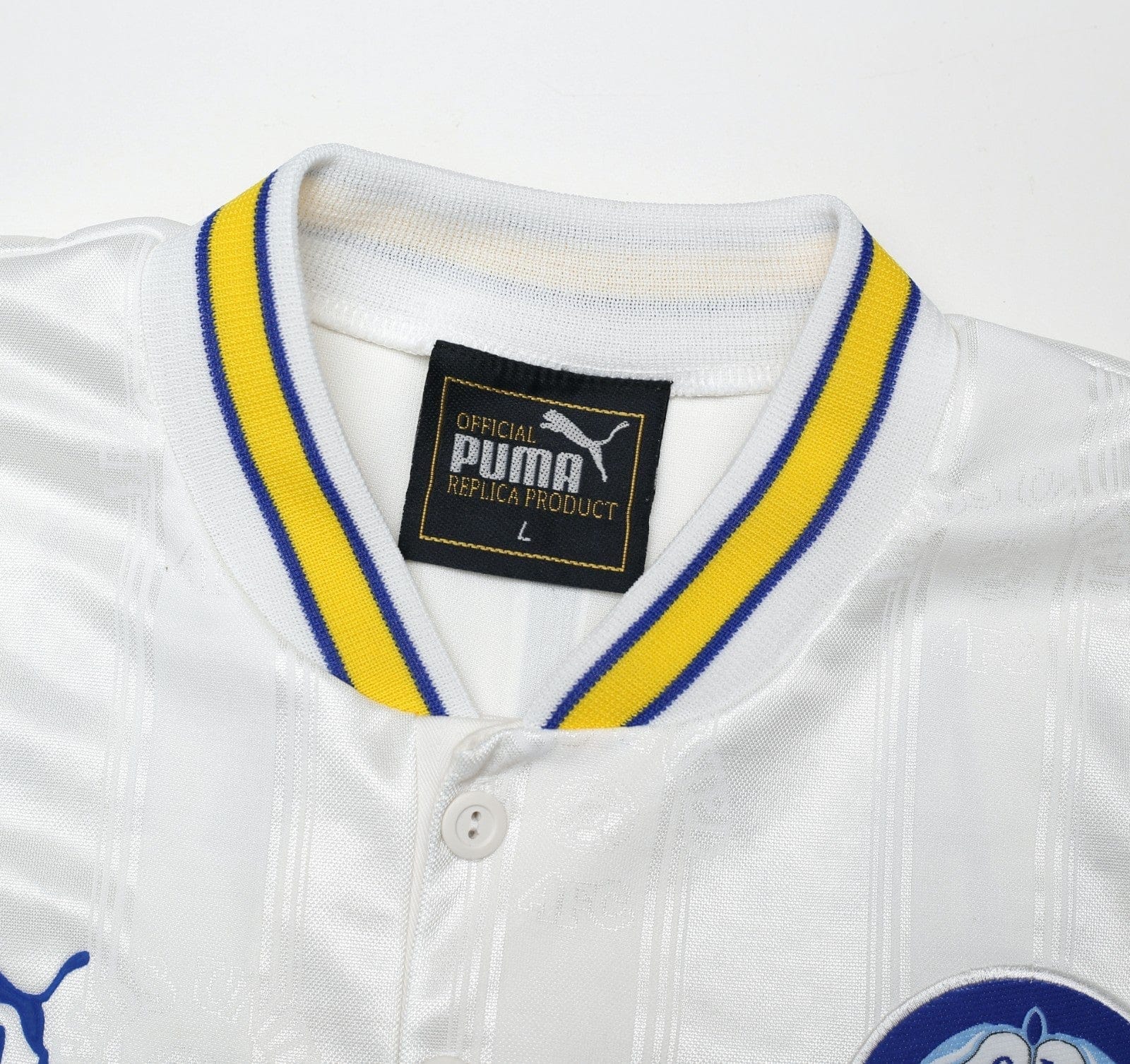 1996/98 HAALAND #4 Leeds United Vintage PUMA Home Football Shirt (L)