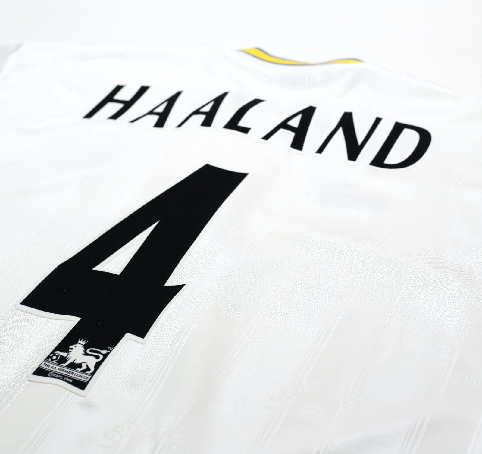 1996/98 HAALAND #4 Leeds United Vintage PUMA Home Football Shirt (L)