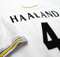 1996/98 HAALAND #4 Leeds United Vintage PUMA Home Football Shirt (L)
