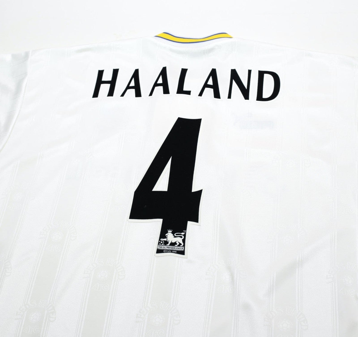 1996/98 HAALAND #4 Leeds United Vintage PUMA Home Football Shirt (L)