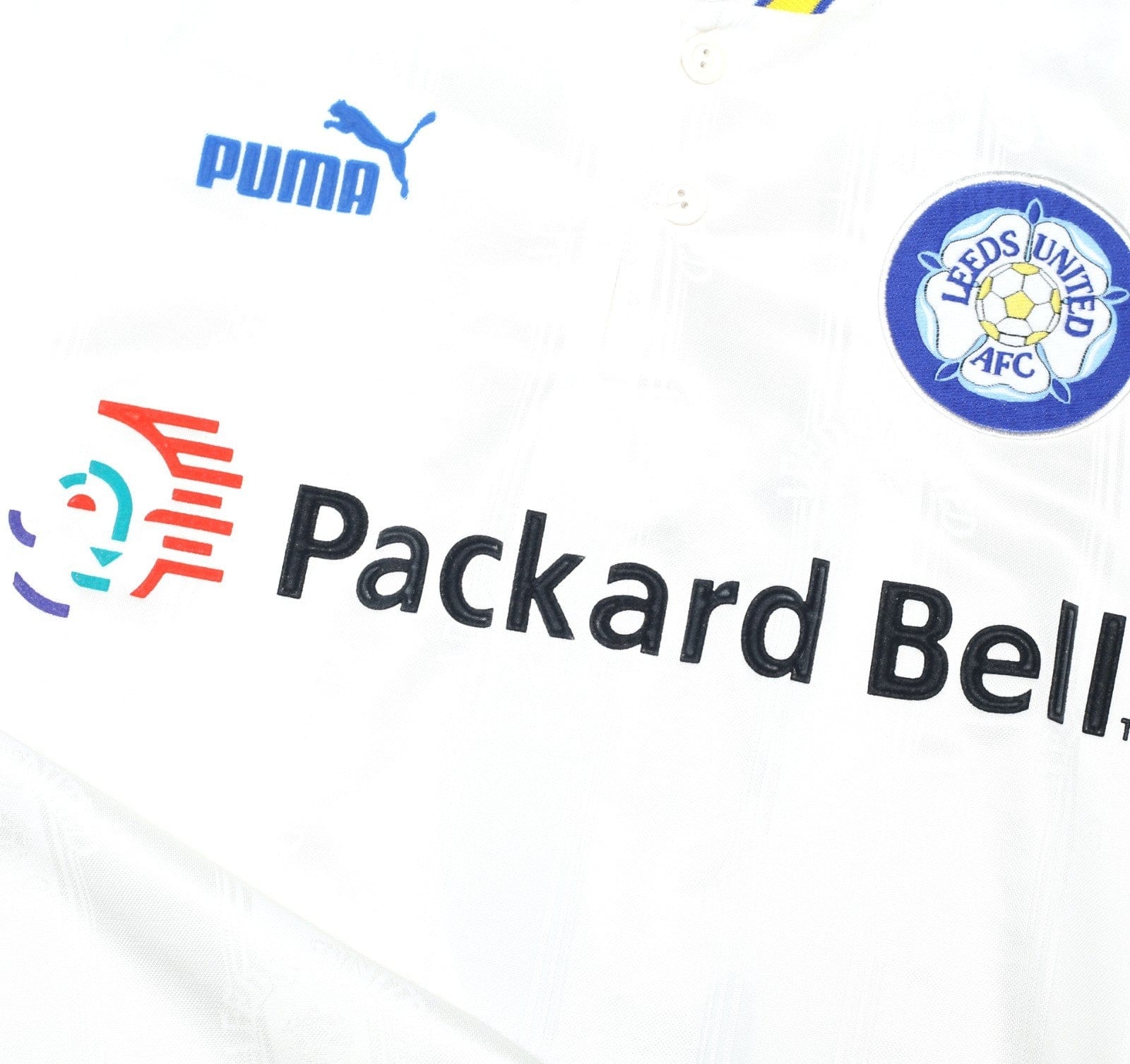 1996/98 HASSELBAINK #9 Leeds United Vintage PUMA Home Football Shirt (L)