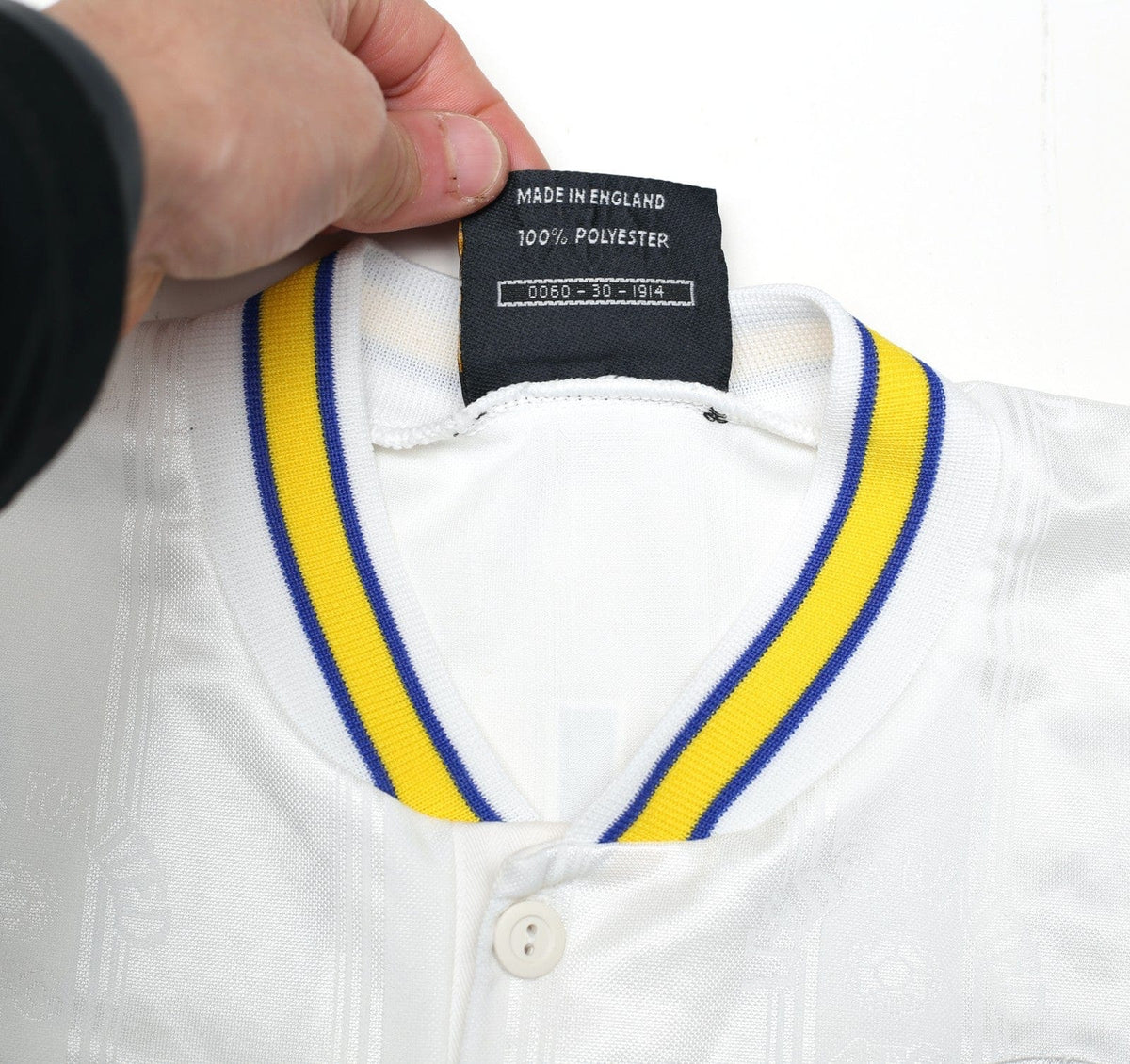 1996/98 HASSELBAINK #9 Leeds United Vintage PUMA Home Football Shirt (L)