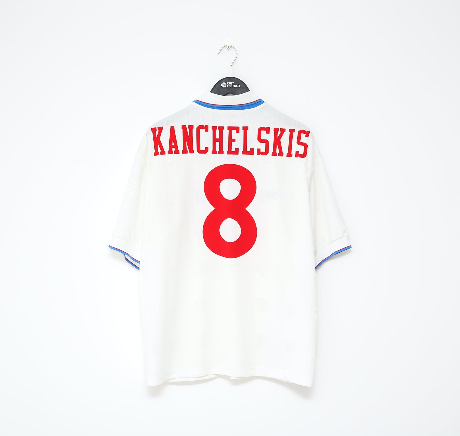 1996/98 KANCHELSKIS #8 Russia Vintage Reebok Home Football Shirt (L) Man Utd