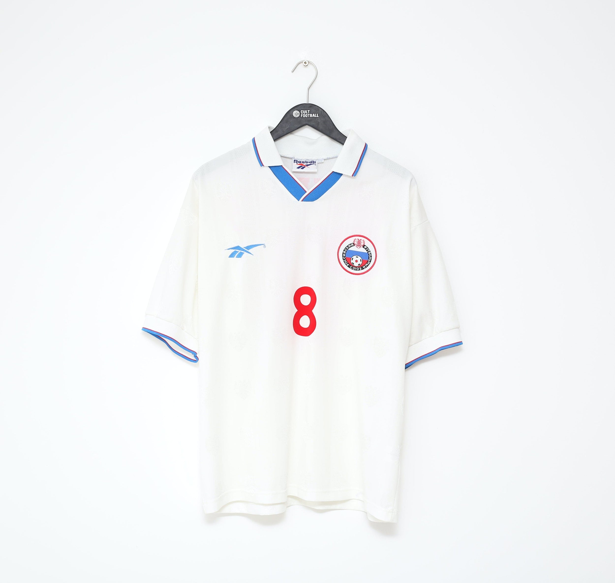 1996/98 KANCHELSKIS #8 Russia Vintage Reebok Home Football Shirt (L) Man Utd