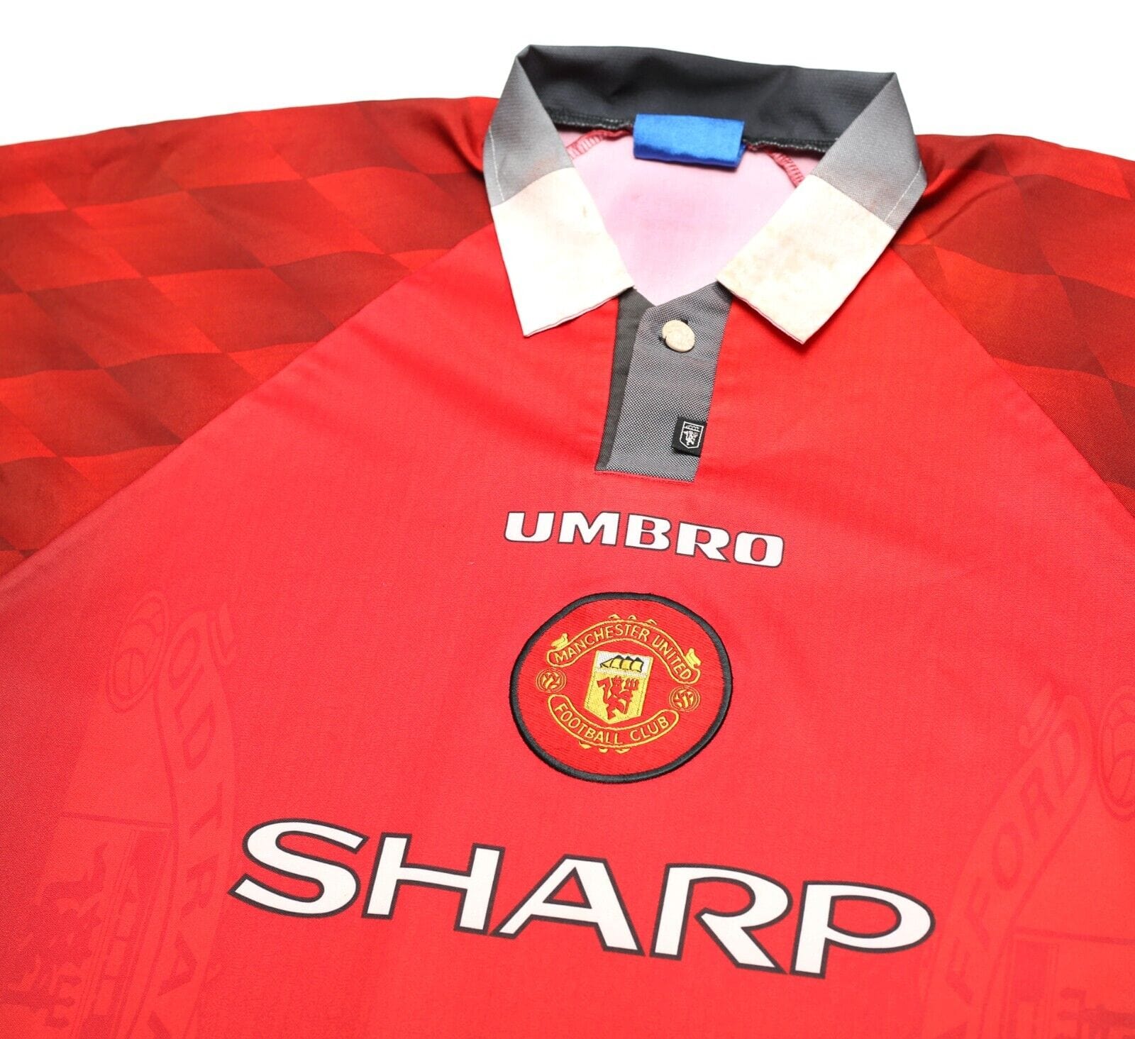 1996/98 MANCHESTER UNITED Vintage Umbro Home Football Shirt (L) Cantona Beckham
