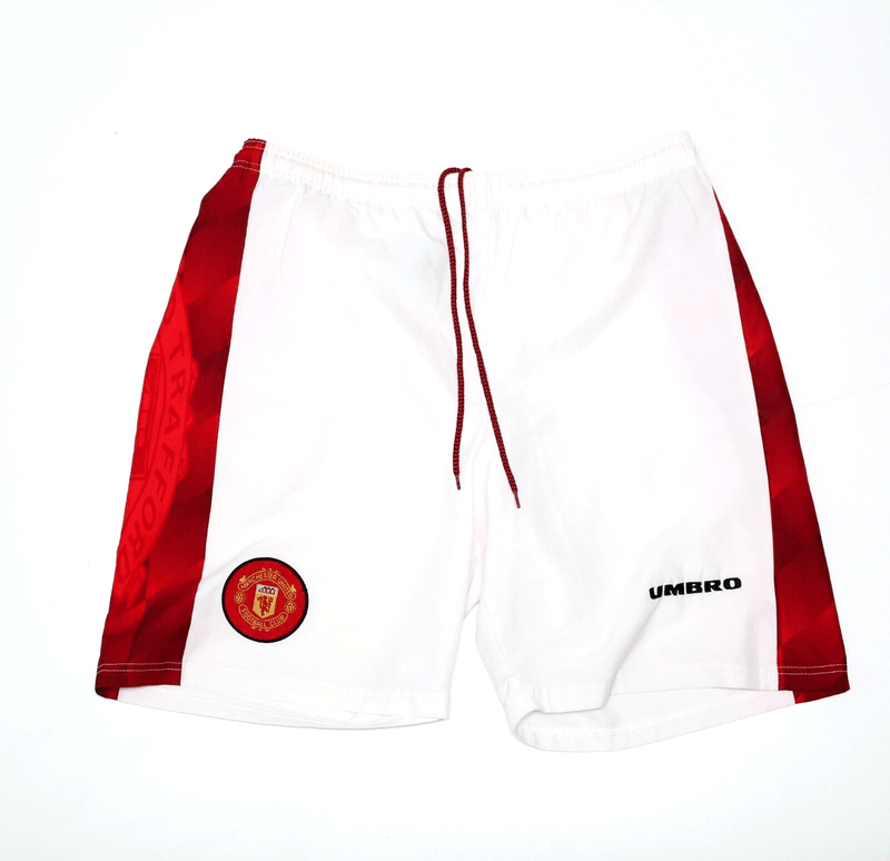 1996/98 MANCHESTER UNITED Vintage Umbro Home Football Shorts (34 Waist)