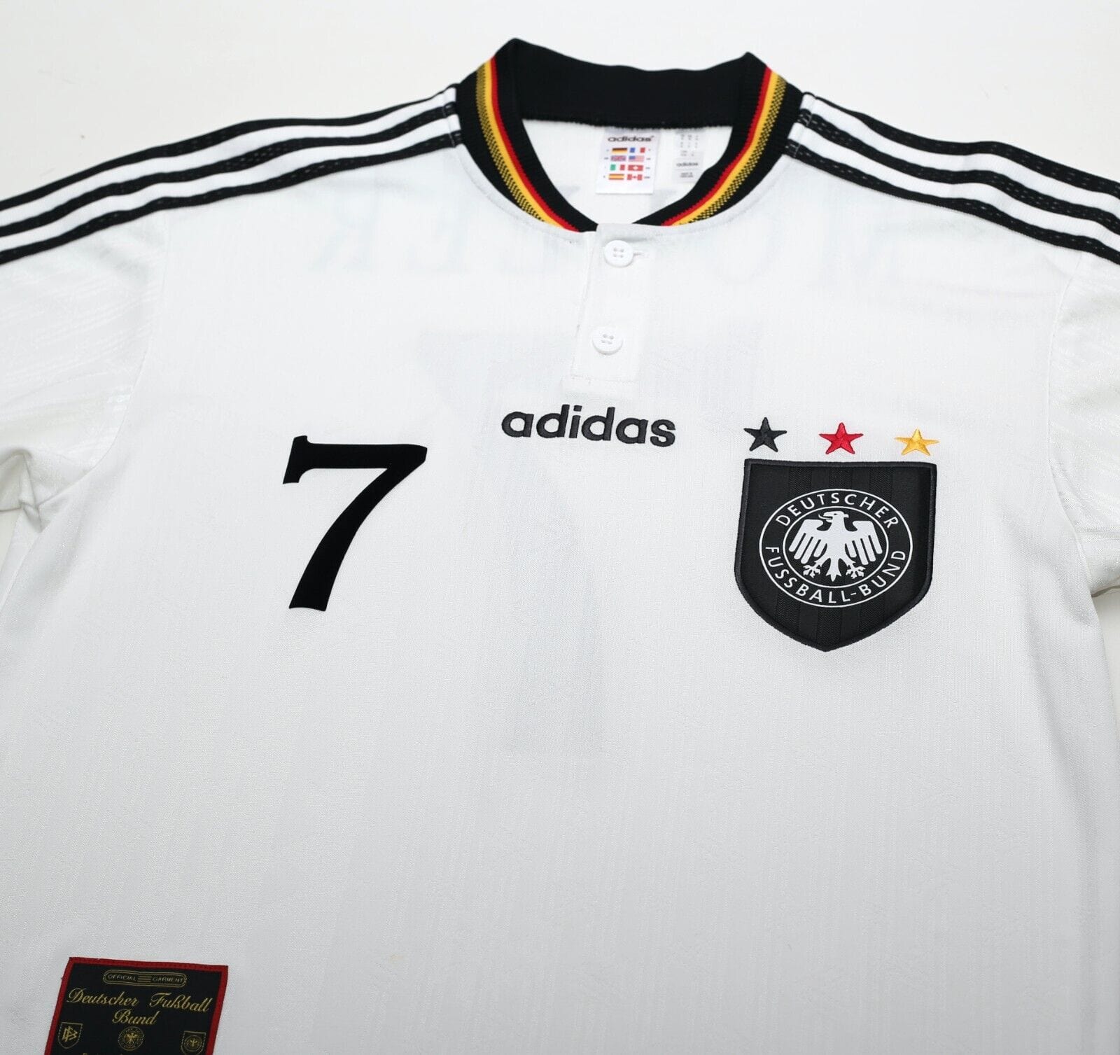 1996/98 MOLLER #7 Germany Retro adidas Originals Home Football Shirt (M) Euro 96