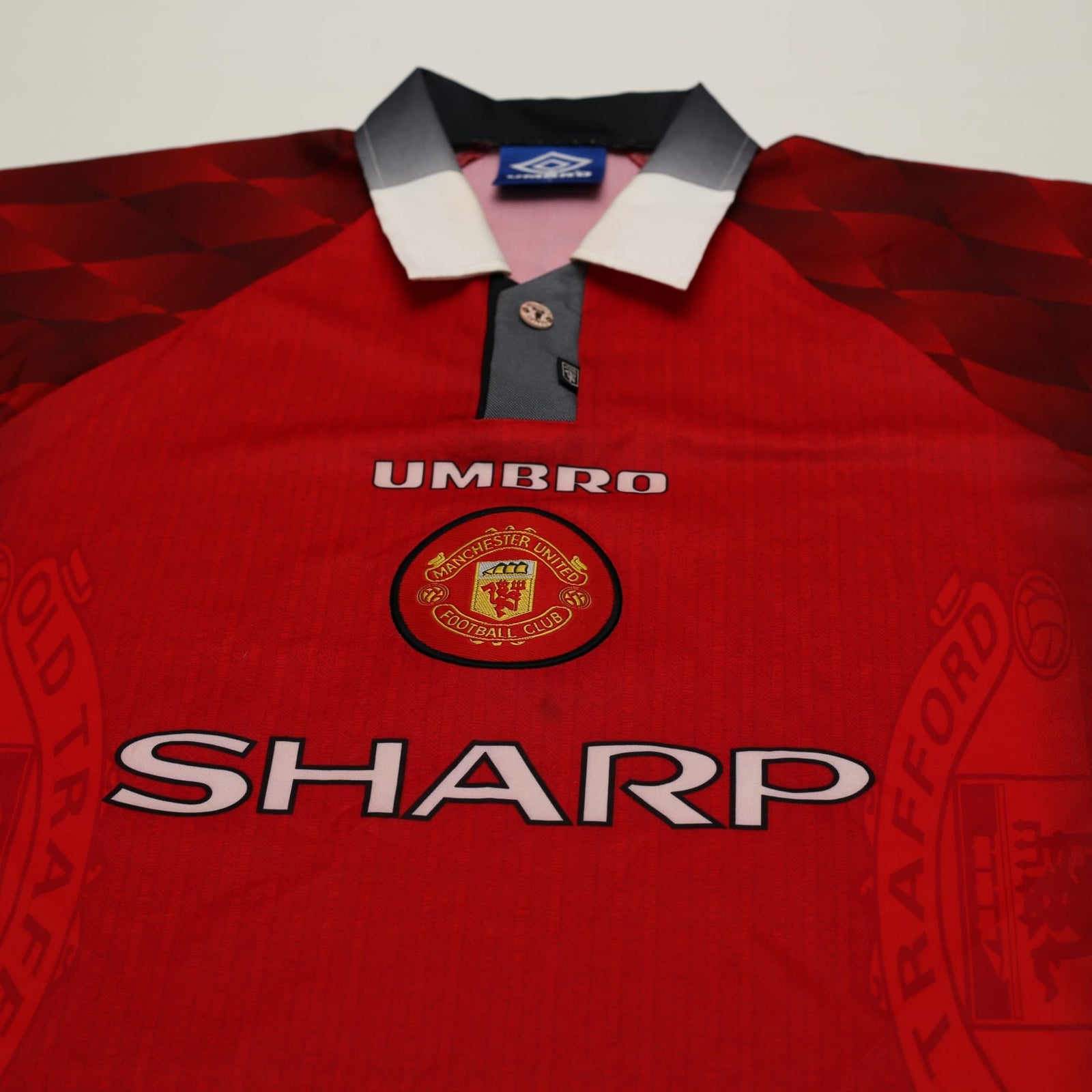 1996/98 Poborsky #15 Manchester United Vintage Umbro Home Football Shirt (XL)