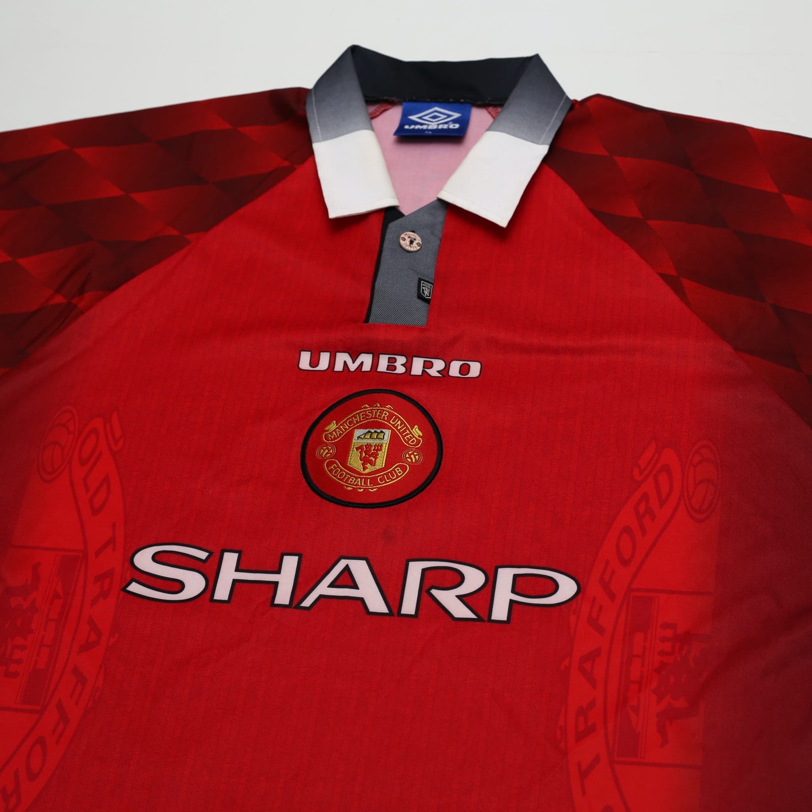 1996/98 Poborsky #15 Manchester United Vintage Umbro Home Football Shirt (XL)