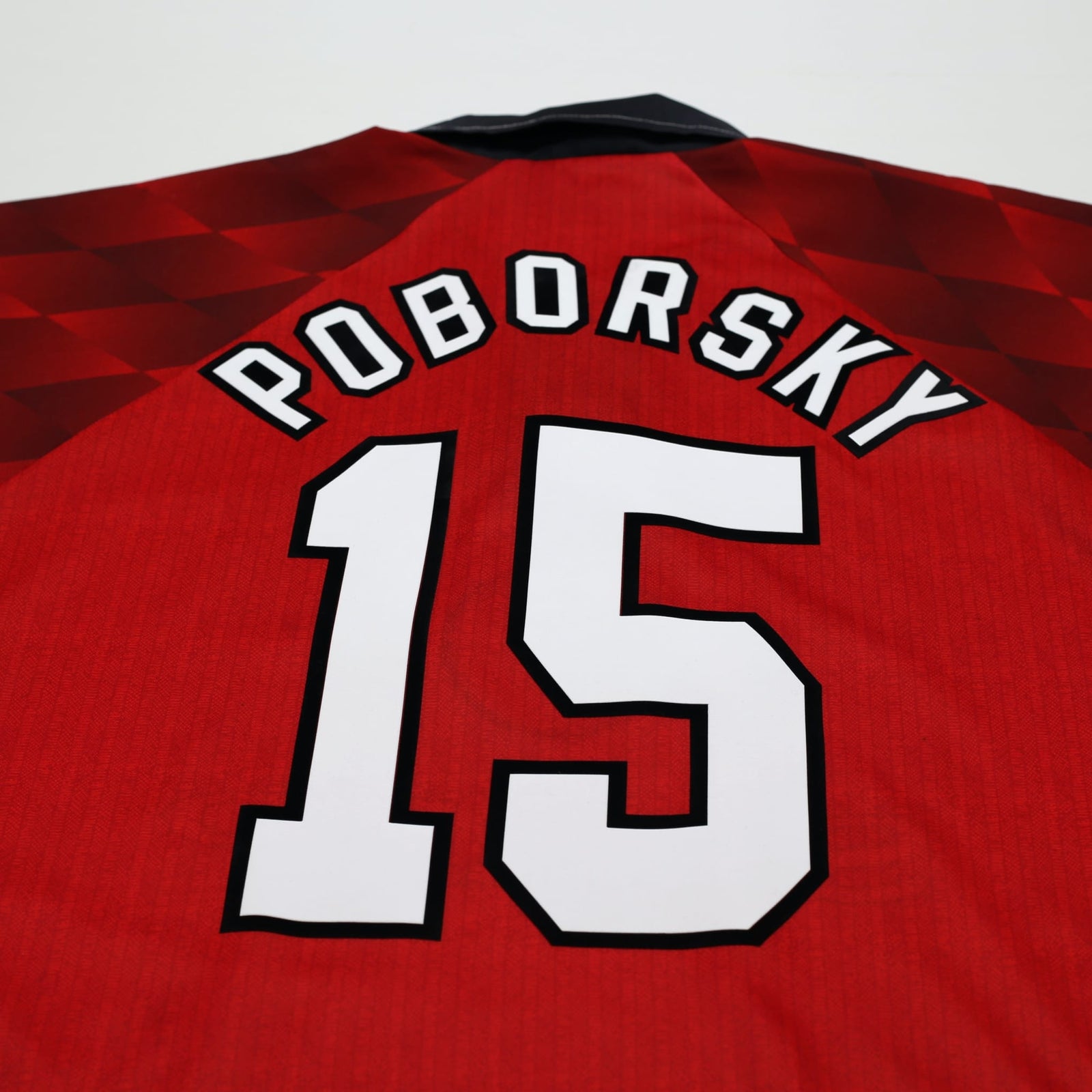 1996/98 Poborsky #15 Manchester United Vintage Umbro Home Football Shirt (XL)