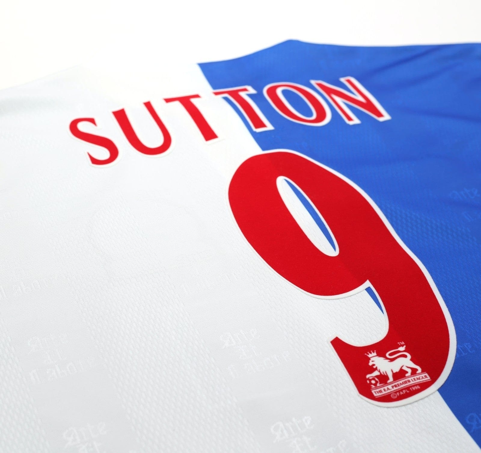 1996/98 SUTTON #9 Blackburn Rovers Vintage ASICS Home Football Shirt (L)