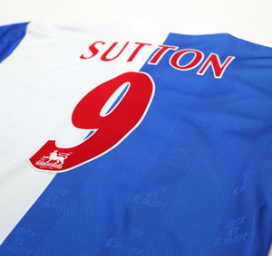 1996/98 SUTTON #9 Blackburn Rovers Vintage ASICS Home Football Shirt (L)