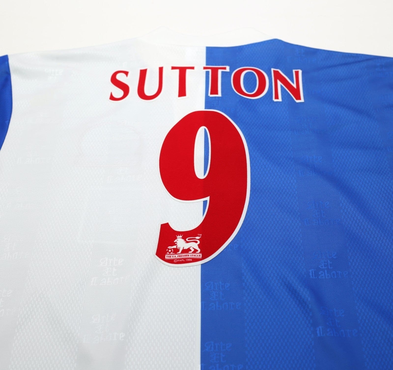 1996/98 SUTTON #9 Blackburn Rovers Vintage ASICS Home Football Shirt (L)