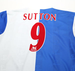 1996/98 SUTTON #9 Blackburn Rovers Vintage ASICS Home Football Shirt (L)