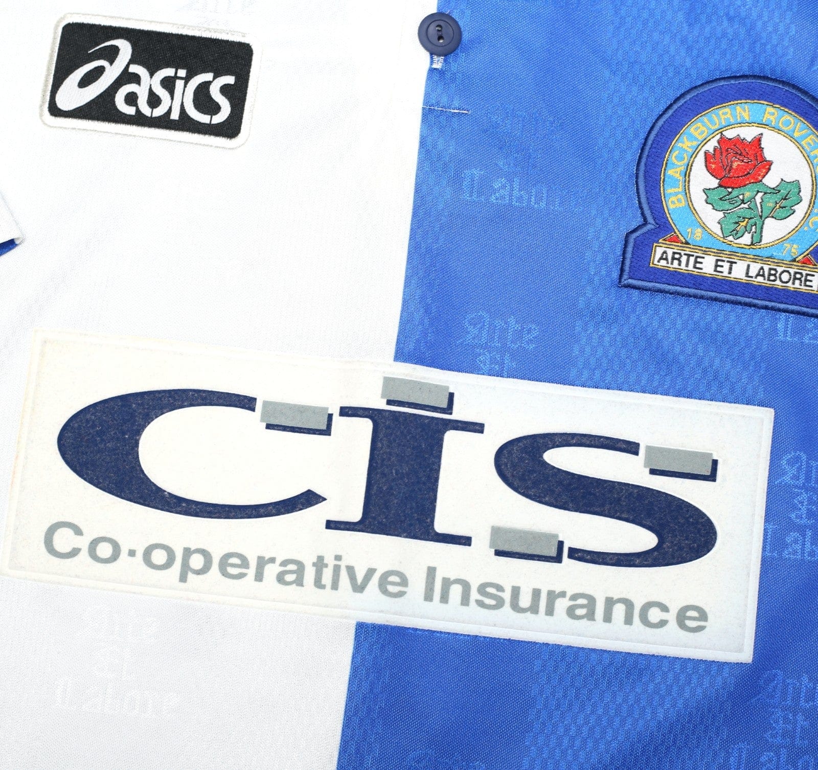 1996/98 SUTTON #9 Blackburn Rovers Vintage ASICS Home Football Shirt (L)