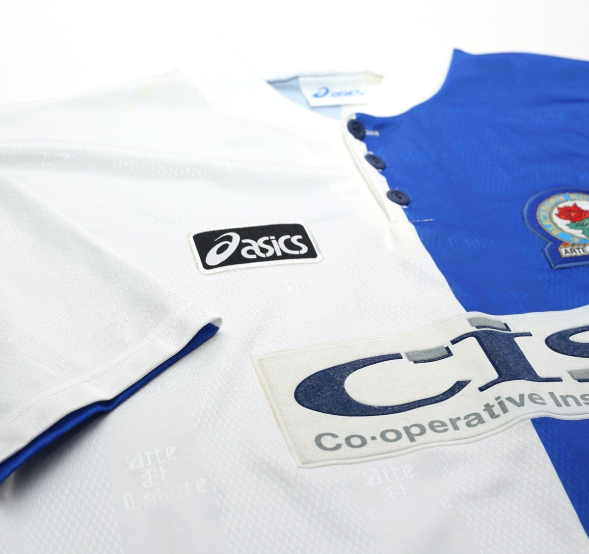 1996/98 SUTTON #9 Blackburn Rovers Vintage ASICS Home Football Shirt (L)