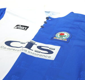 1996/98 SUTTON #9 Blackburn Rovers Vintage ASICS Home Football Shirt (L)