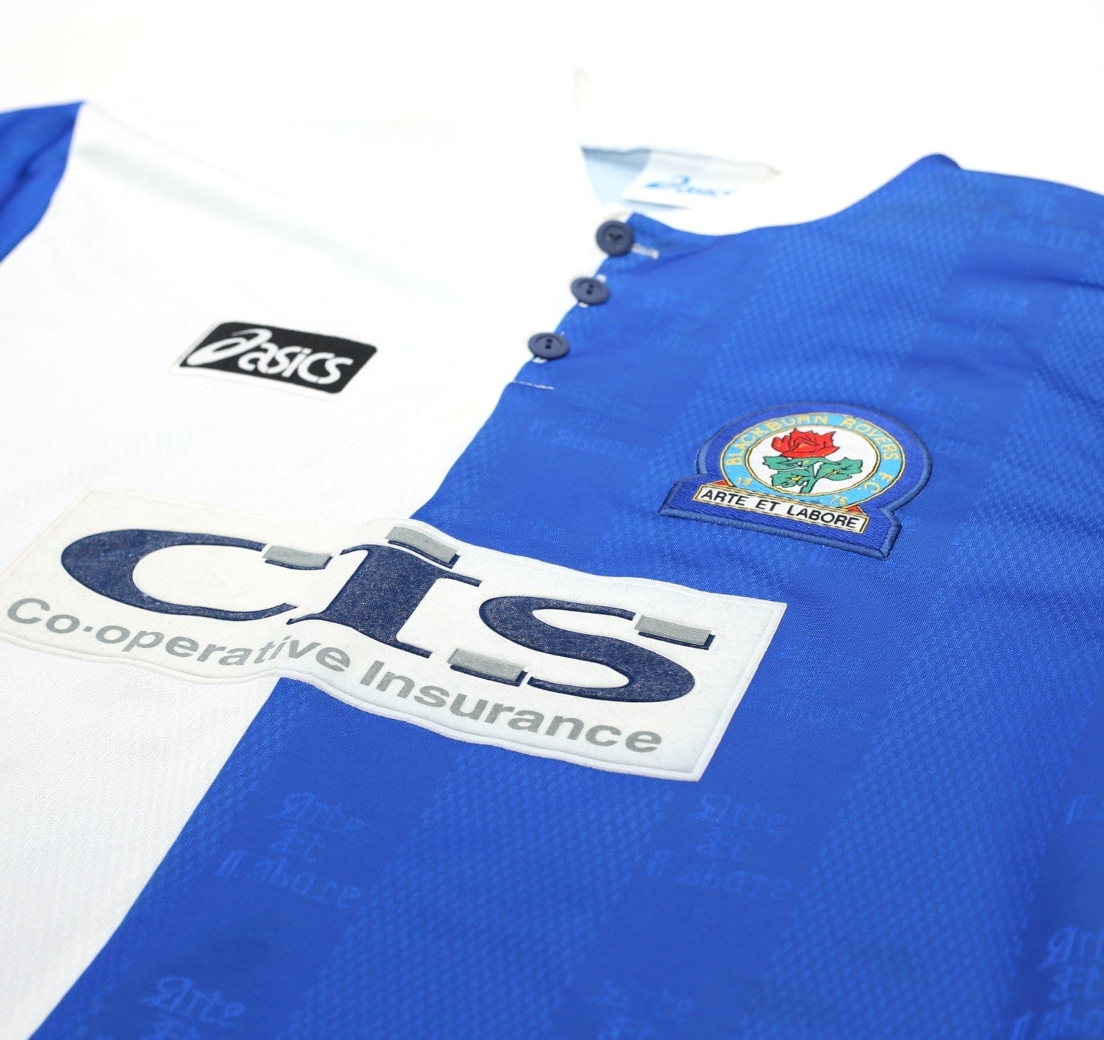 1996/98 SUTTON #9 Blackburn Rovers Vintage ASICS Home Football Shirt (L)