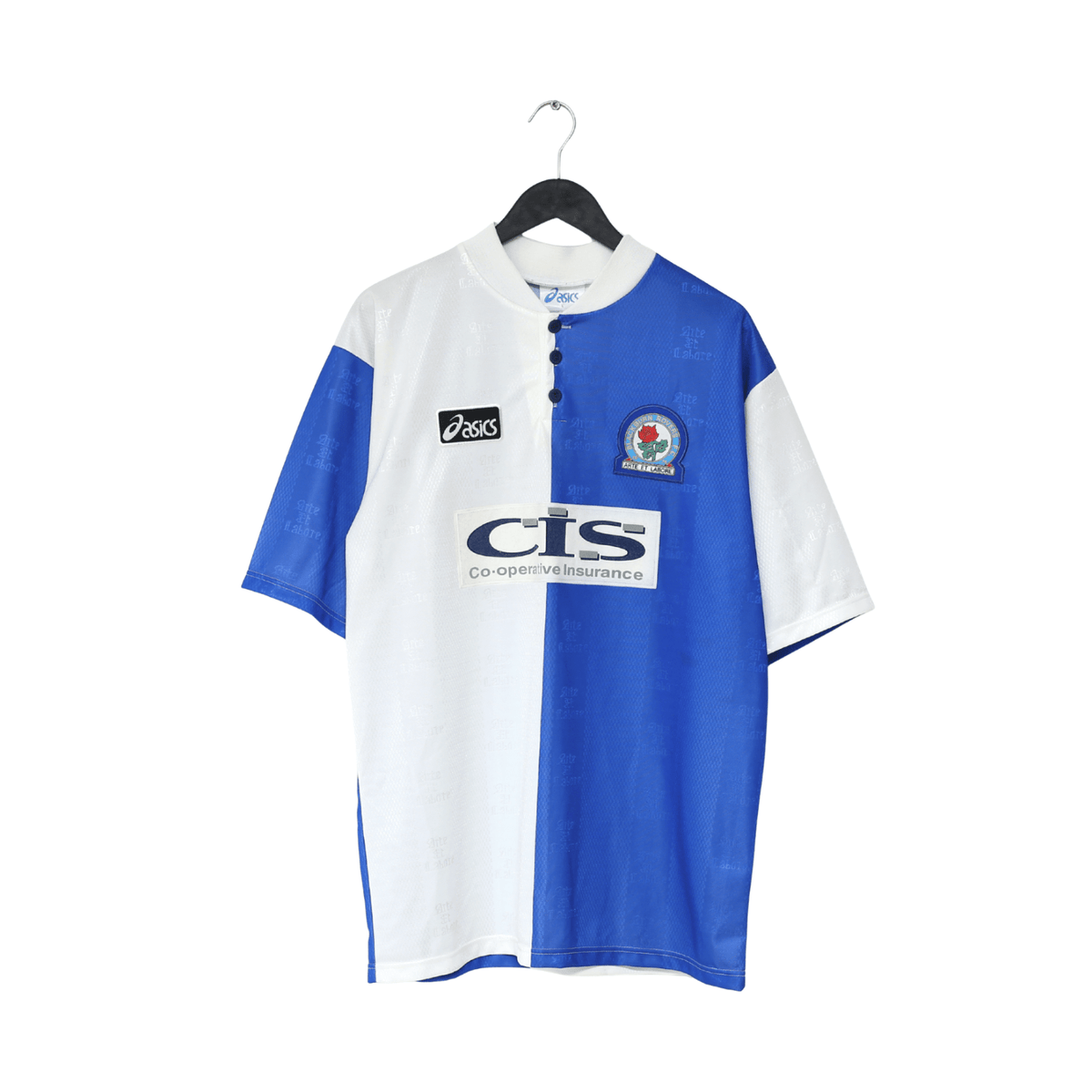 1996/98 SUTTON #9 Blackburn Rovers Vintage ASICS Home Football Shirt (L)