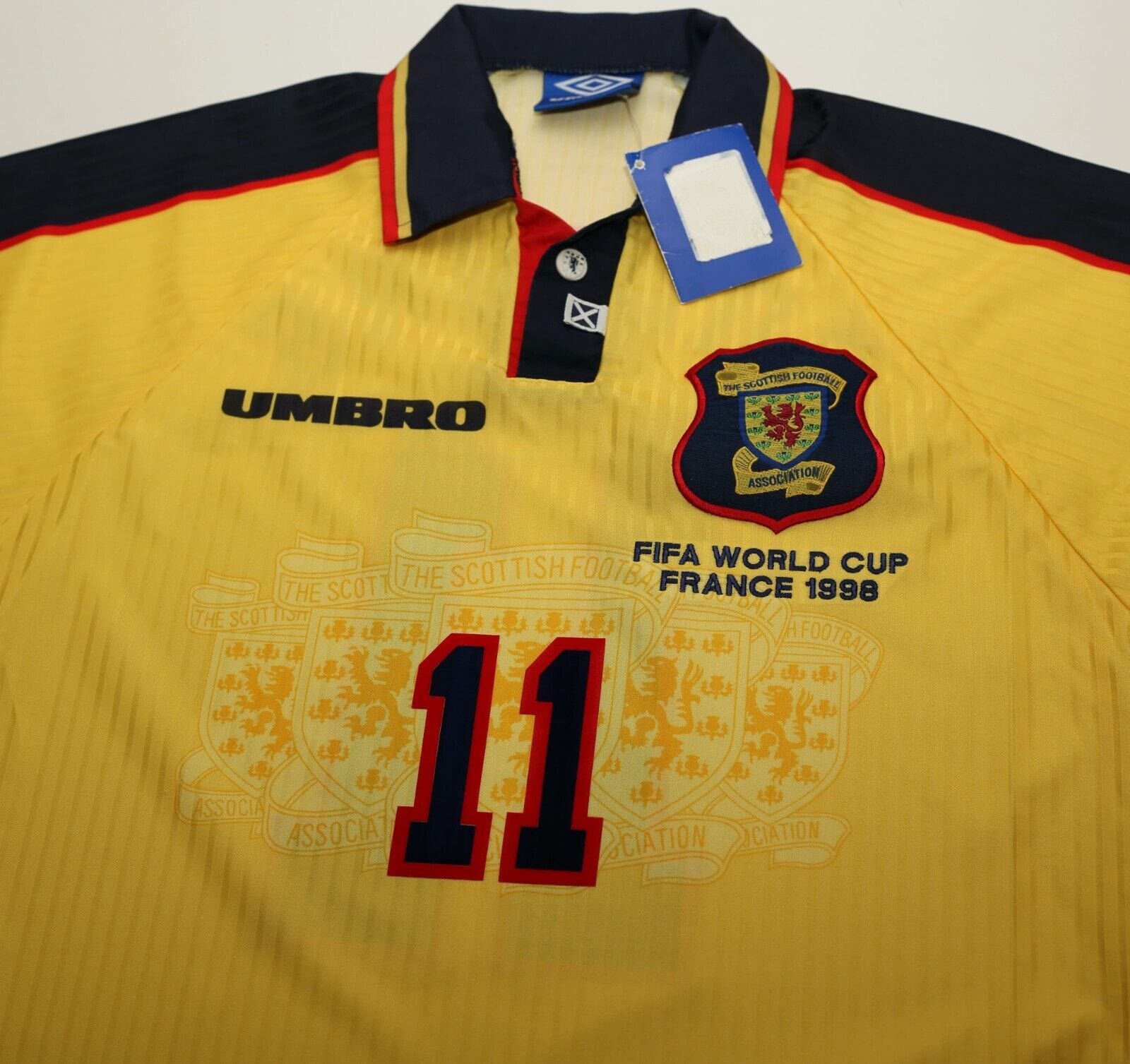 1996/99 COLLINS #11 Scotland Vintage Umbro Away Football Shirt BNWT (M) 1998 WC