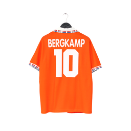 1996 BERGKAMP #10 Holland Vintage Lotto Home Football Shirt (L) Netherlands
