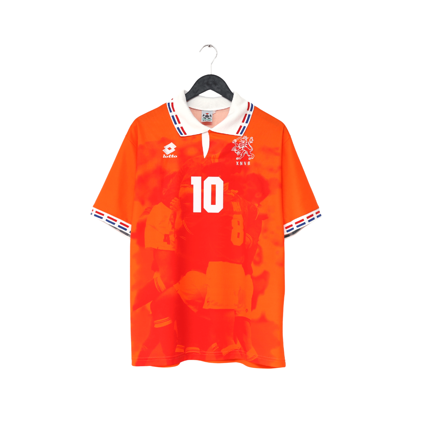 1996 BERGKAMP #10 Holland Vintage Lotto Home Football Shirt (L) Netherlands