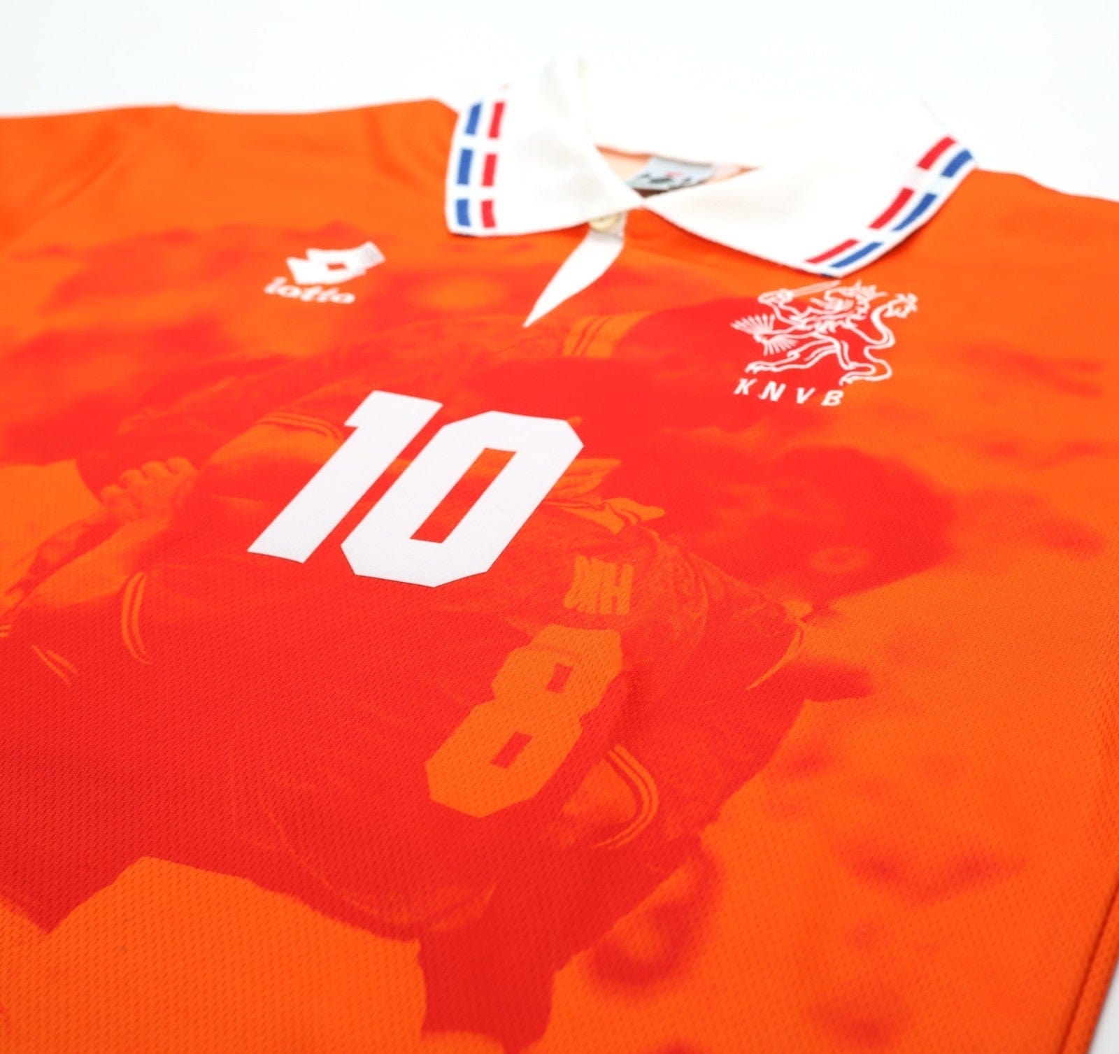 1996 BERGKAMP #10 Holland Vintage Lotto Home Football Shirt (L) Netherlands