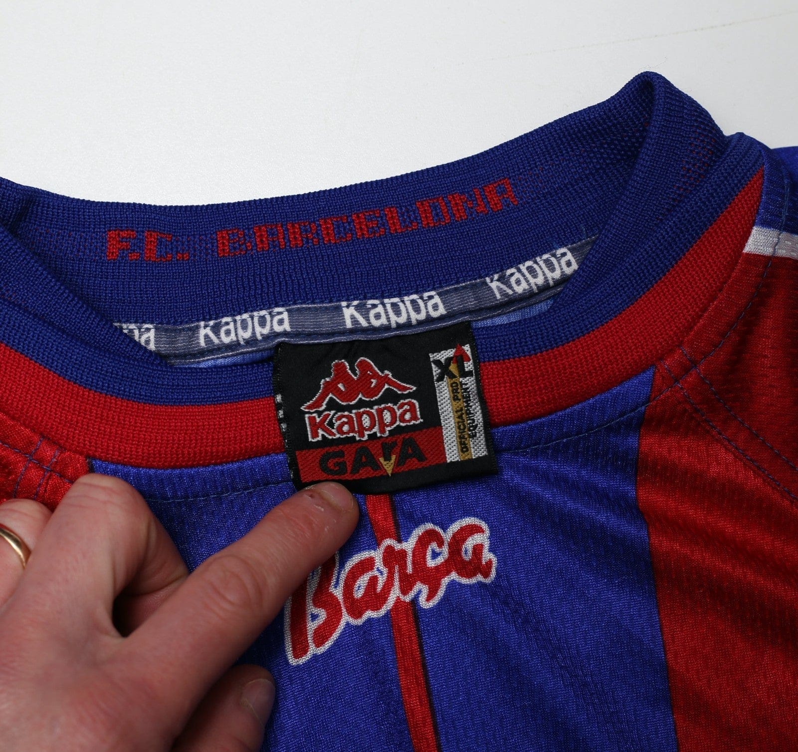 1997/98 ANDERSON #9 Barcelona Vintage Kappa Player Spec Home Football Shirt (XL)