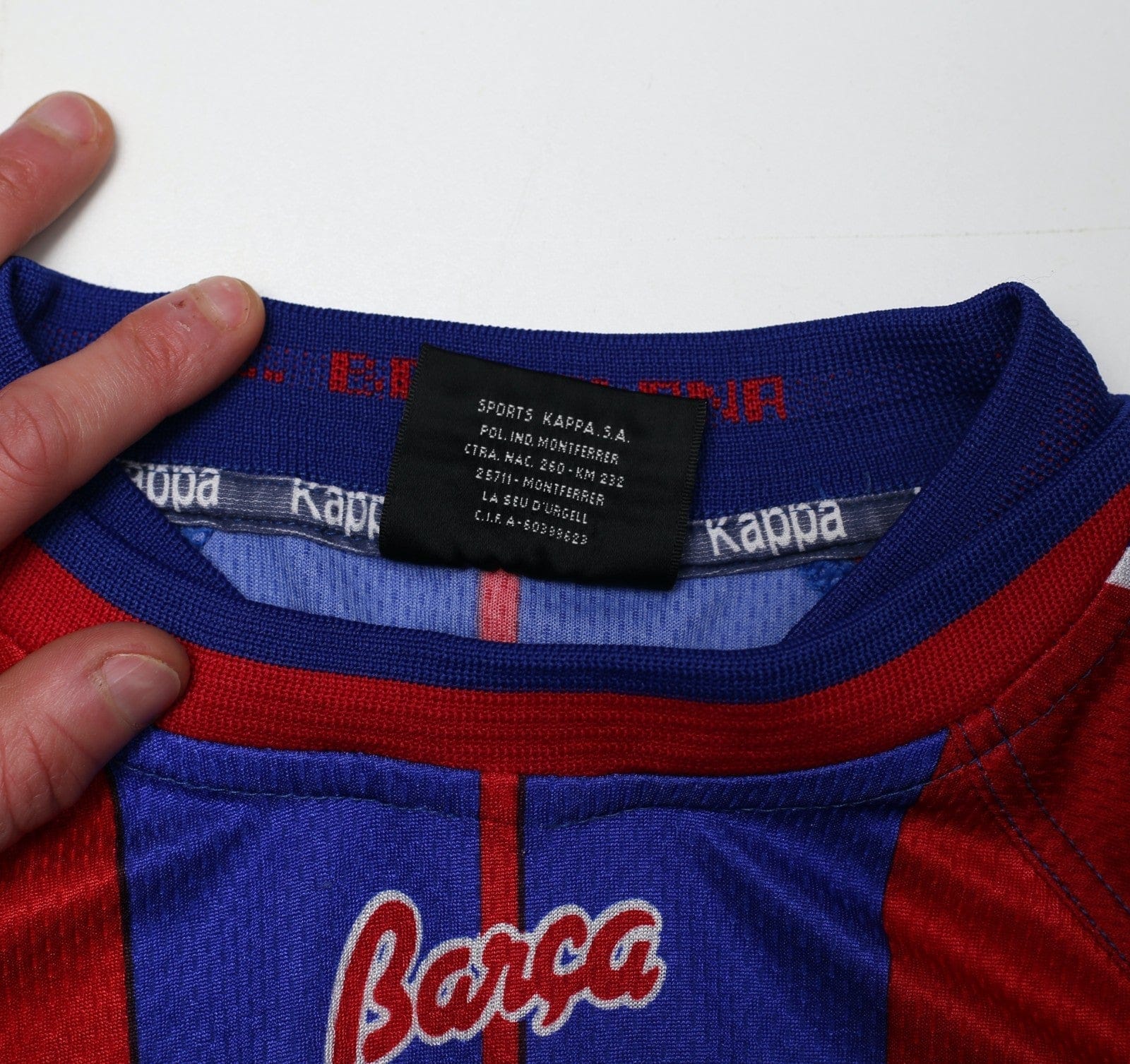 1997/98 ANDERSON #9 Barcelona Vintage Kappa Player Spec Home Football Shirt (XL)