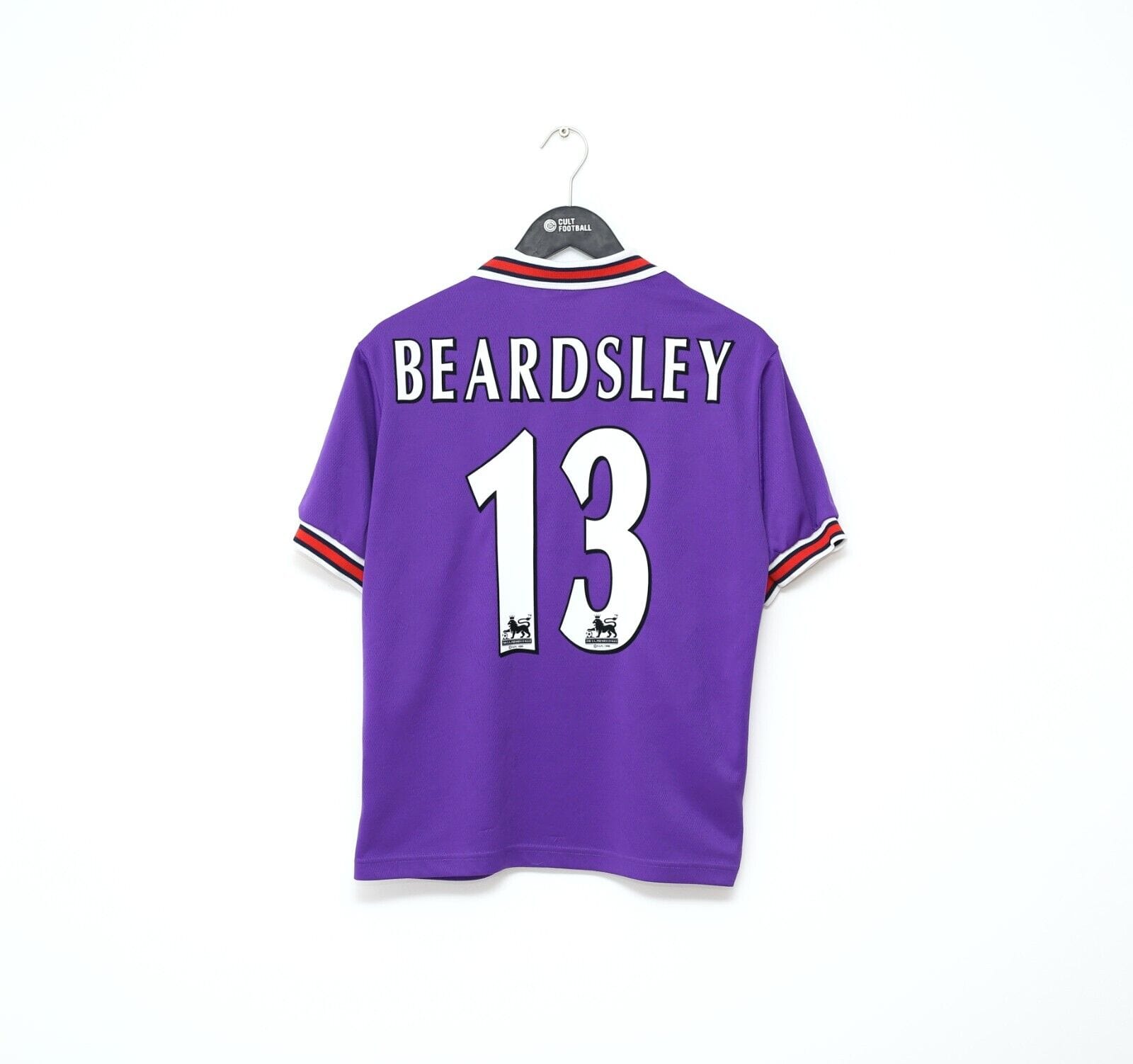 1997/98 BEARDSLEY #13 Bolton Wanderers Vintage Reebok Away Football Shirt (S)