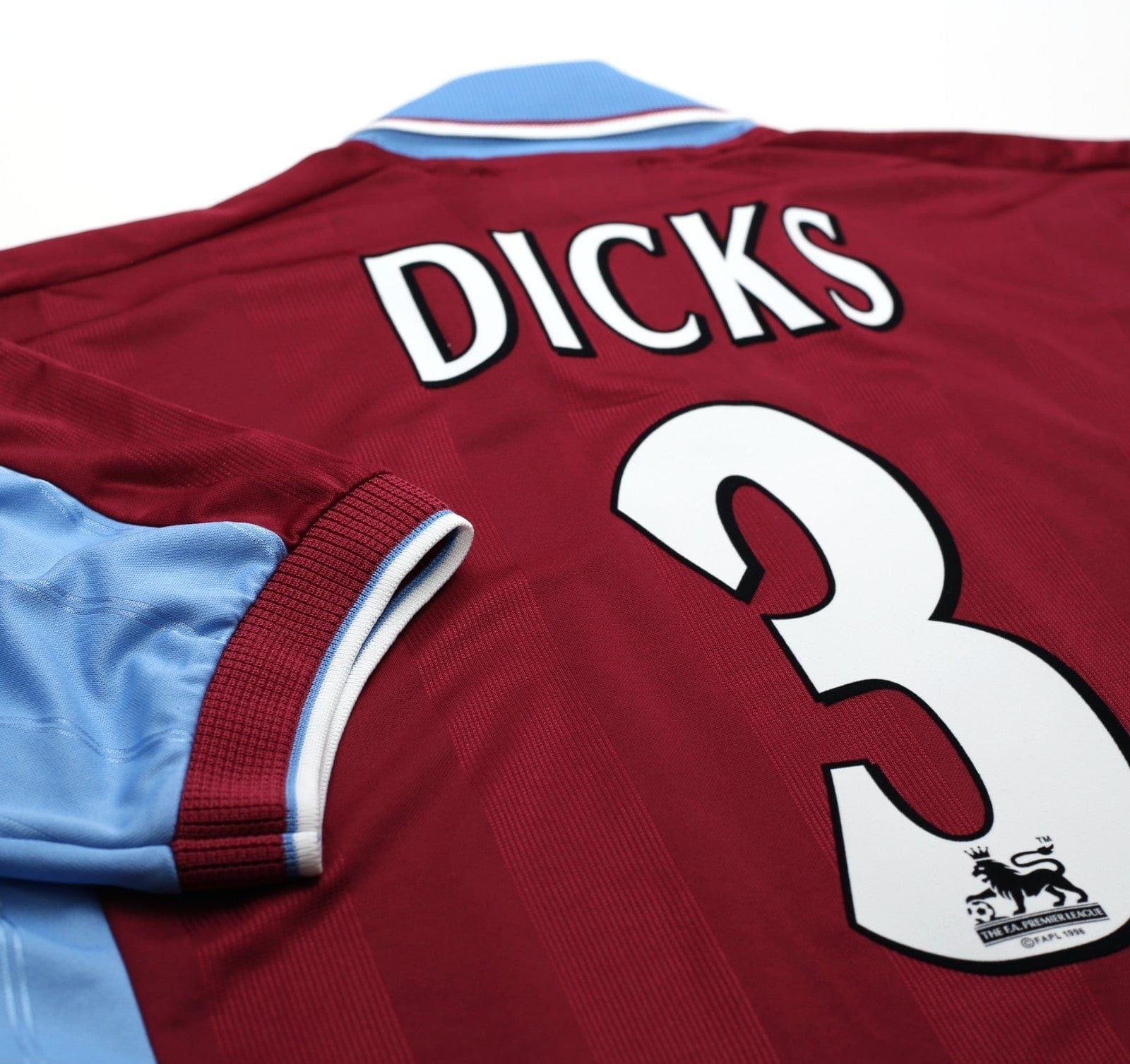 1997/98 DICKS #3 West Ham United Vintage PONY Football Shirt (L)