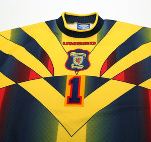 1997/98 GORAM / LEIGHTON #1 Scotland Vintage Umbro GK Football Shirt (XXL)