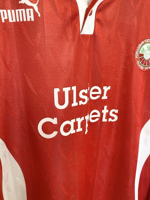 1997/98 HAYLOCK #9 Portadown Vintage PUMA LS Home Football Shirt (XL) Match Worn