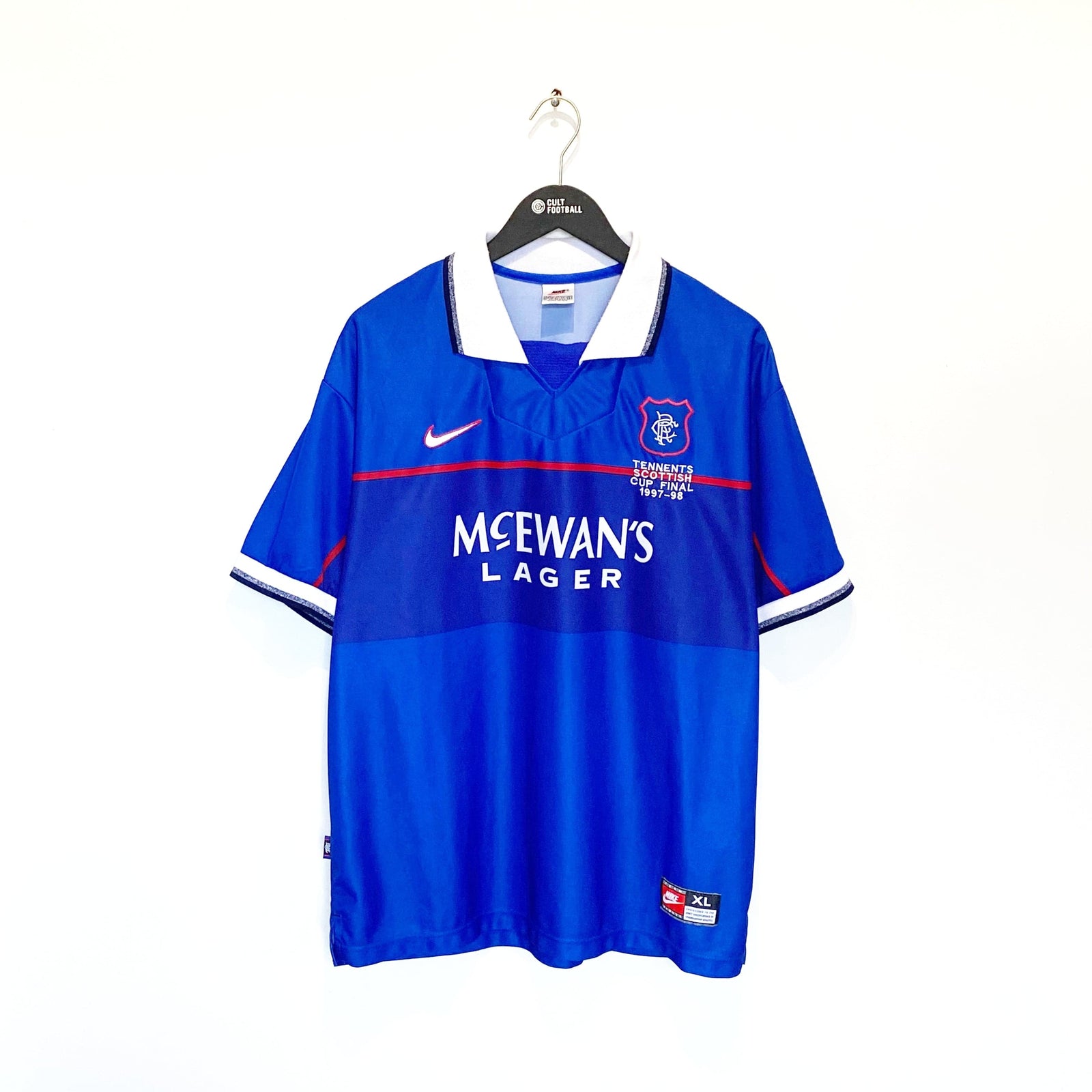 1997/98 McCOIST #12 Rangers Vintage Nike Home Scottish Cup Final Shirt (XL)