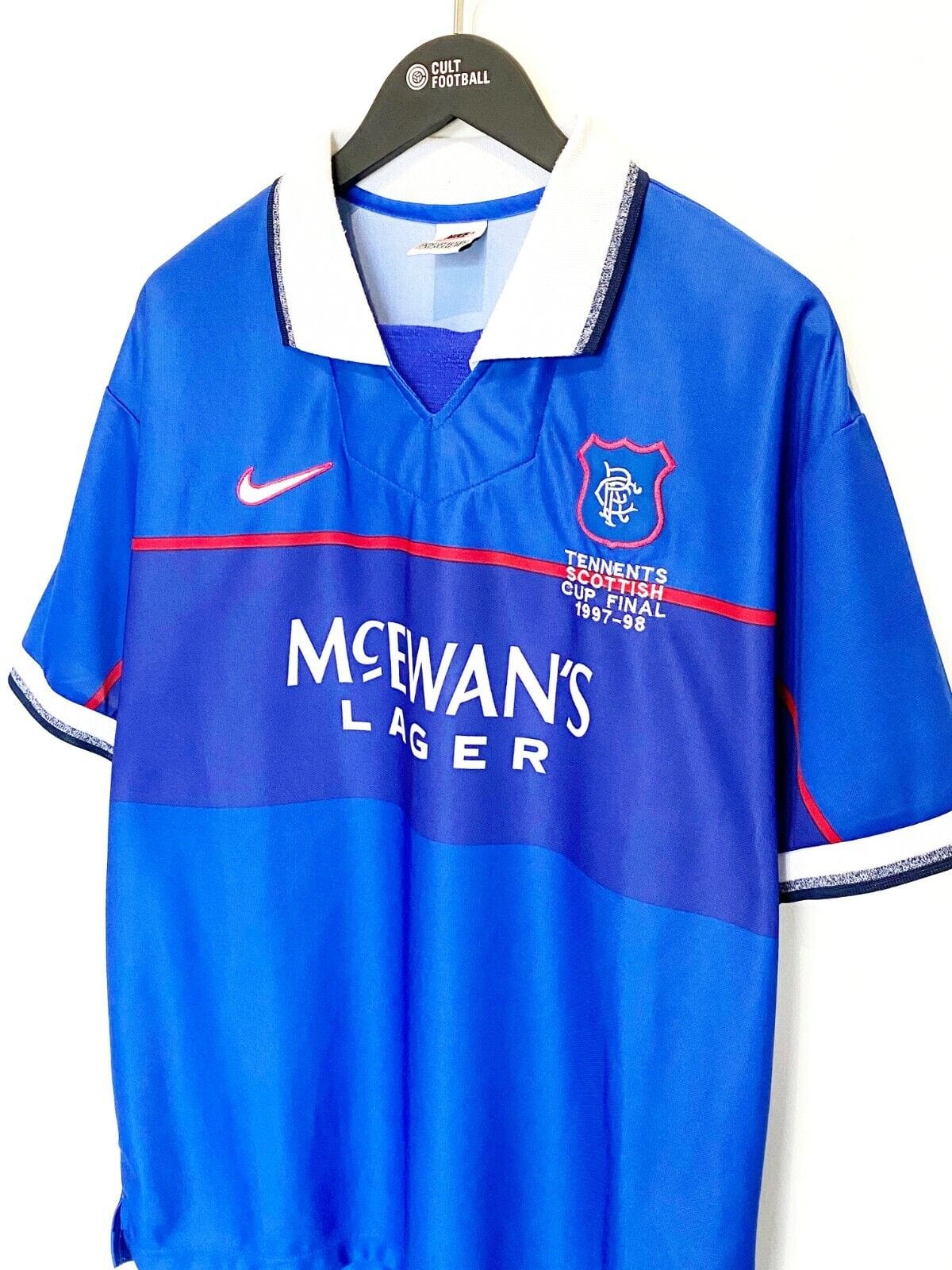 1997/98 McCOIST #12 Rangers Vintage Nike Home Scottish Cup Final Shirt (XL)