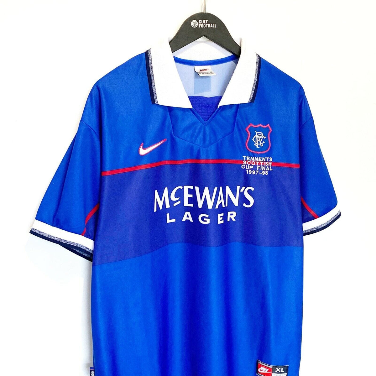 1997/98 McCOIST #12 Rangers Vintage Nike Home Scottish Cup Final Shirt (XL)
