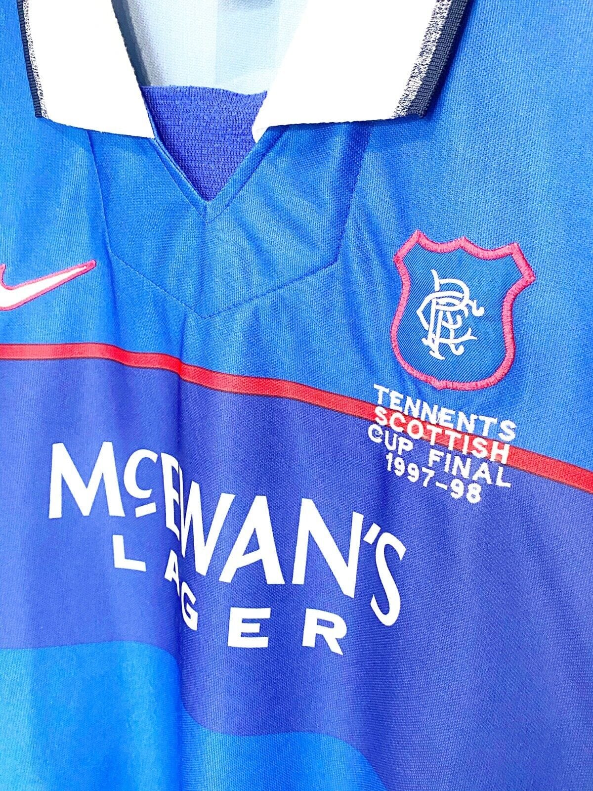 1997/98 McCOIST #12 Rangers Vintage Nike Home Scottish Cup Final Shirt (XL)
