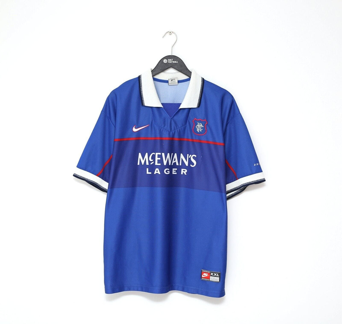 1997/98 NEGRI #9 Rangers Vintage Nike European Home Football Shirt Jersey (XL)