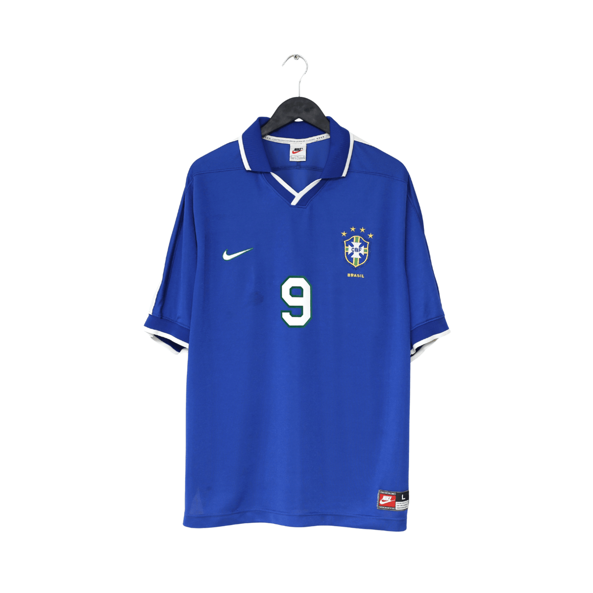 1997/98 RONALDO #9 Brazil Vintage Nike Away Football Shirt (L) Copa America 1997