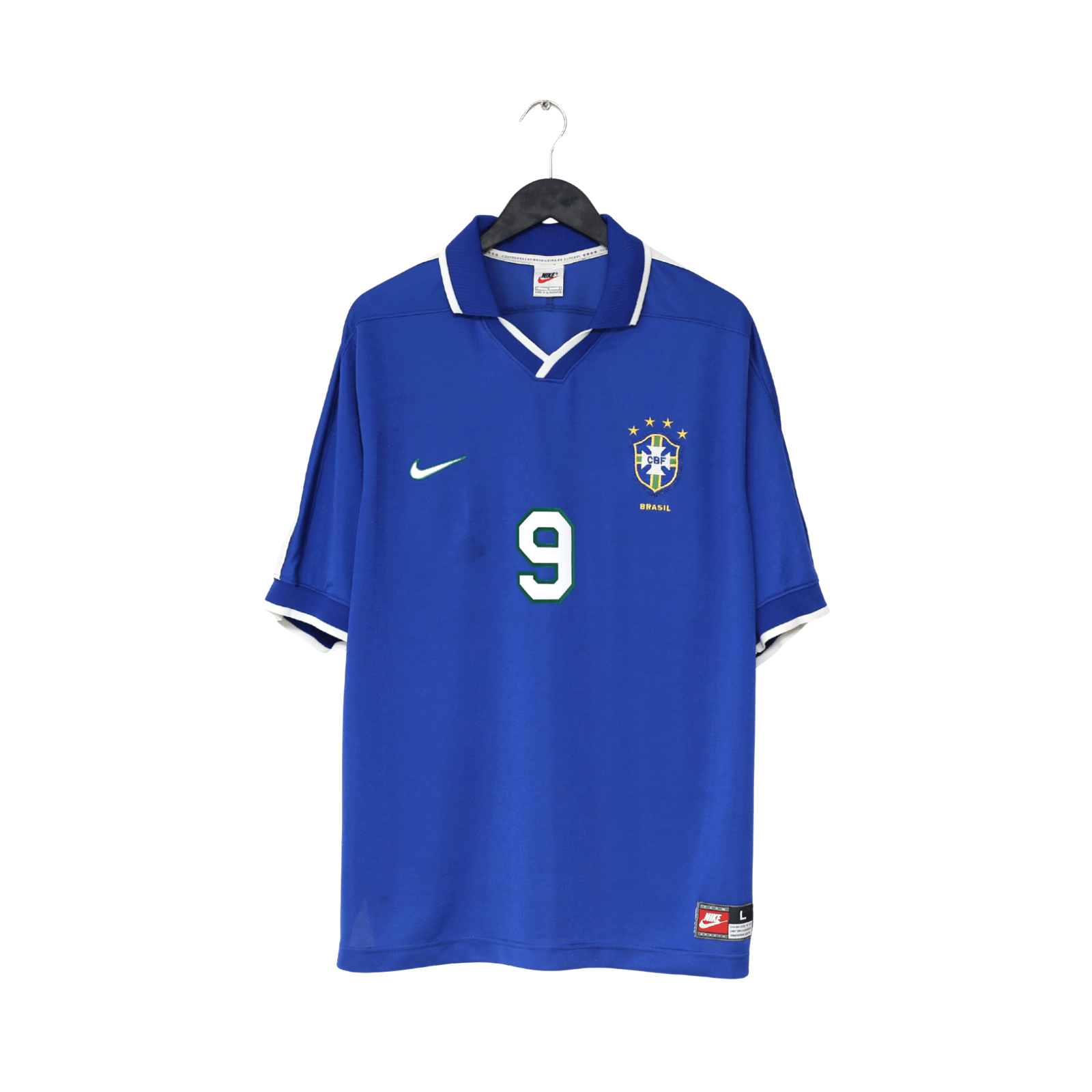 1997/98 RONALDO #9 Brazil Vintage Nike Away Football Shirt (L) Copa America 1997