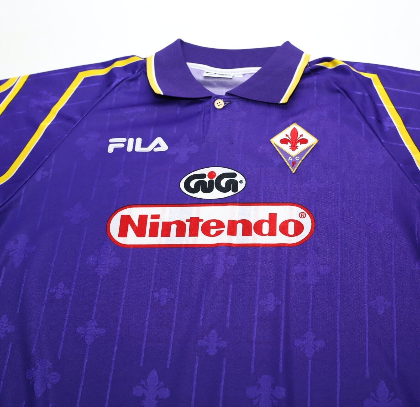 1997/98 RUI COSTA #10 Fiorentina Vintage FILA Home Football Shirt (L) Nintendo