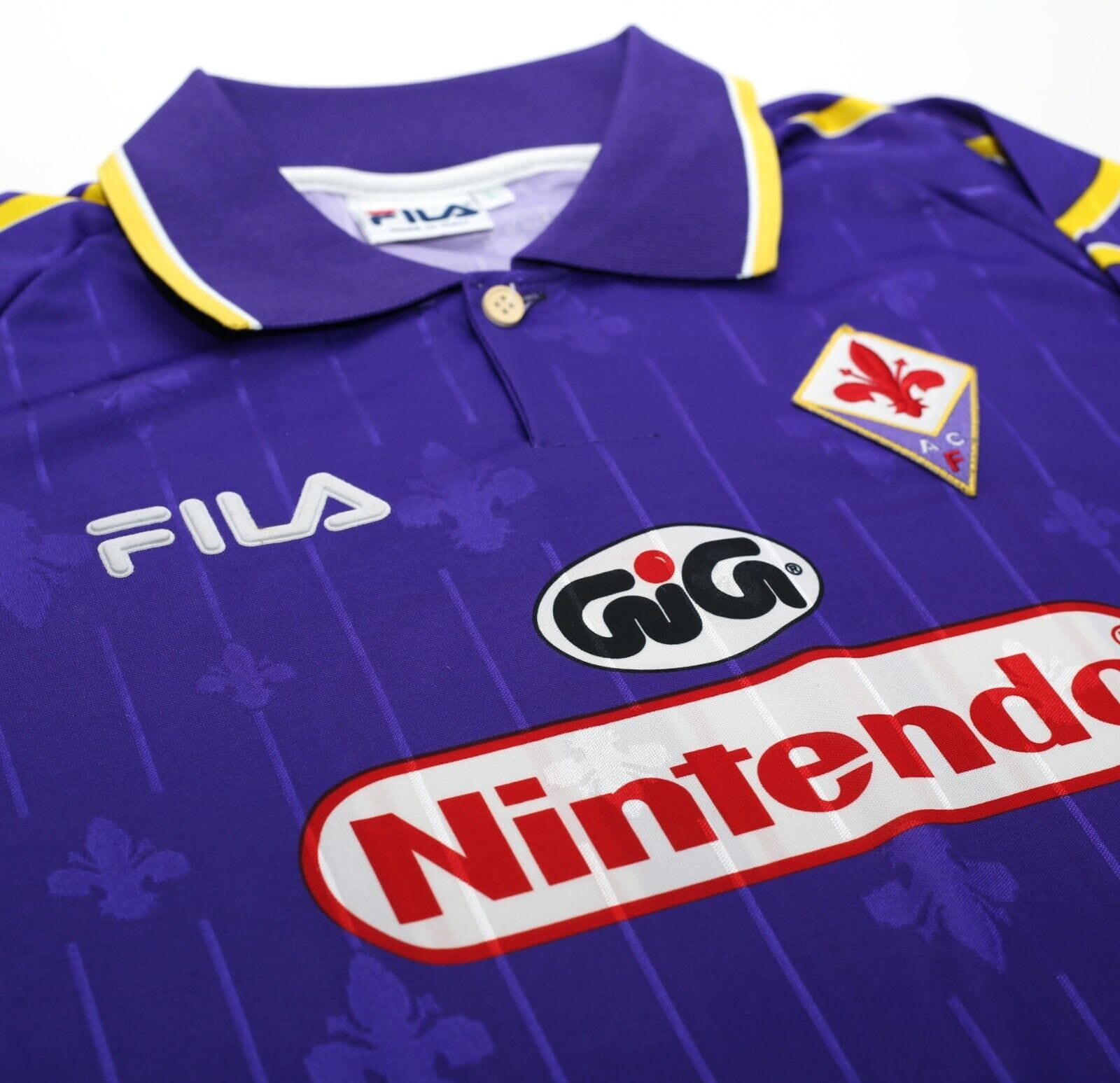 1997/98 RUI COSTA #10 Fiorentina Vintage FILA Home Football Shirt (L) Nintendo