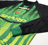 1997/98 SCHMEICHEL #1 Manchester United Vintage Umbro GK Football Shirt (M)