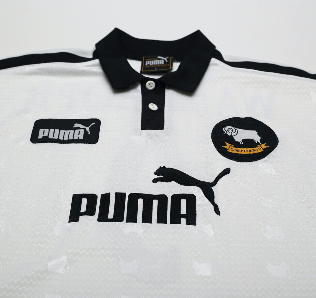 1997/98 WANCHOPE #9 Derby County Vintage PUMA Home Football Shirt (L)