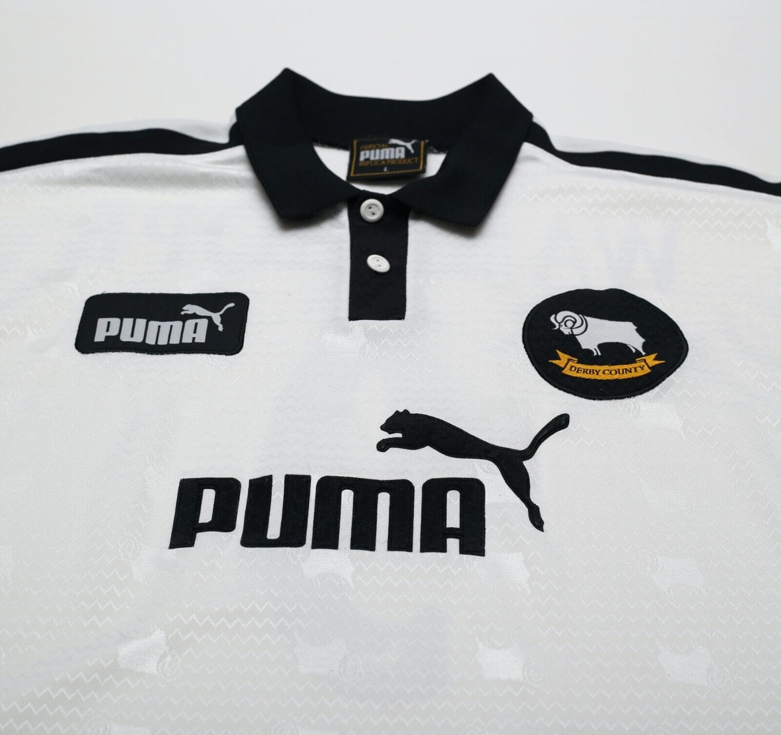 1997/98 WANCHOPE #9 Derby County Vintage PUMA Home Football Shirt (L)