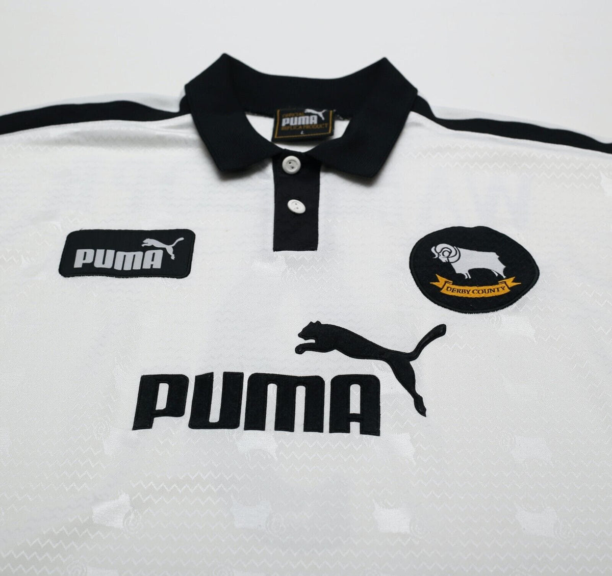 1997/98 WANCHOPE #9 Derby County Vintage PUMA Home Football Shirt (L)