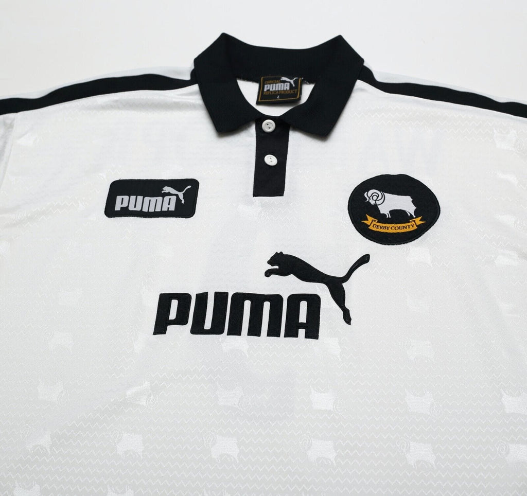1997/98 WANCHOPE #9 Derby County Vintage PUMA Home Football Shirt (L)